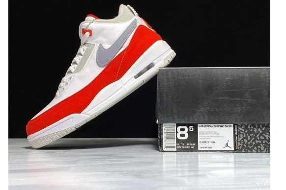 Rep EP UNIVERSITY CJ0939-100 WHITE TINKER RED AIR CJ0939-100 RETRO 3 JORDAN 0123